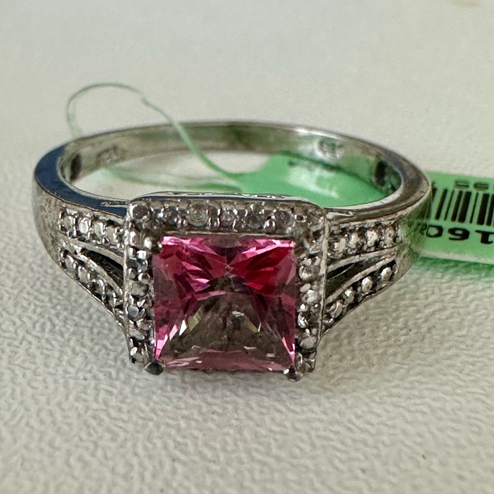 New STS Jewels 1 carat Pink Quartz Sterling Silver 925 Ring Sz 9